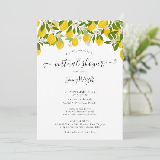 Virtuele Online Bruids- of Baby Shower Citroenen Kaart (Staand voorkant)