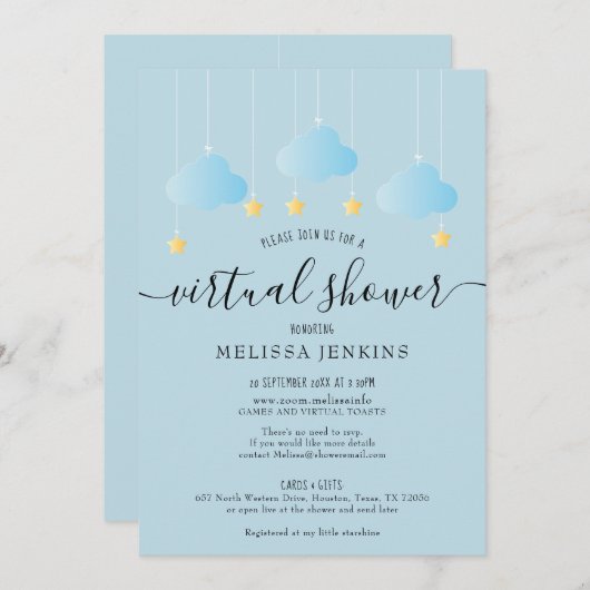 Virtuele online douche over lange afstand per mail kaart (Voorkant / Achterkant)