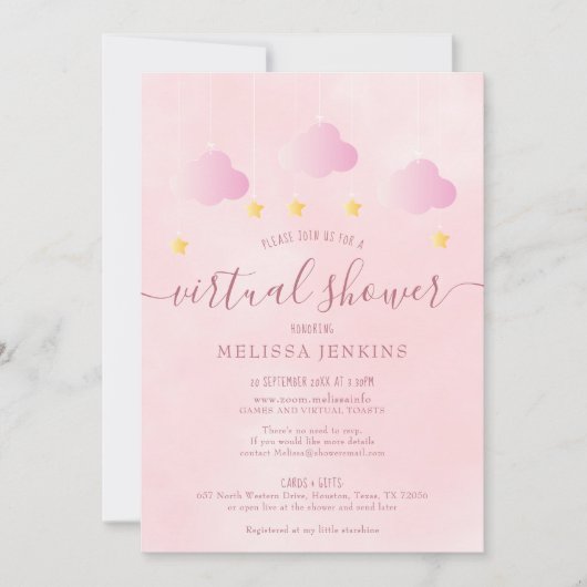 Virtuele online lange afstand douche per post roze kaart (Voorkant)