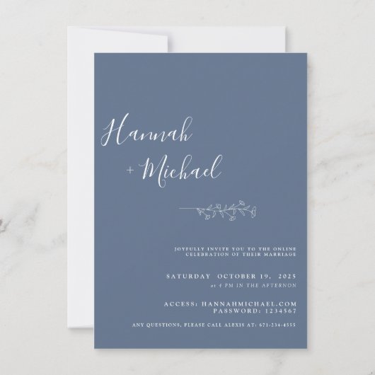 Virtuele online minimalistische uitnodiging tot he (Achterkant)