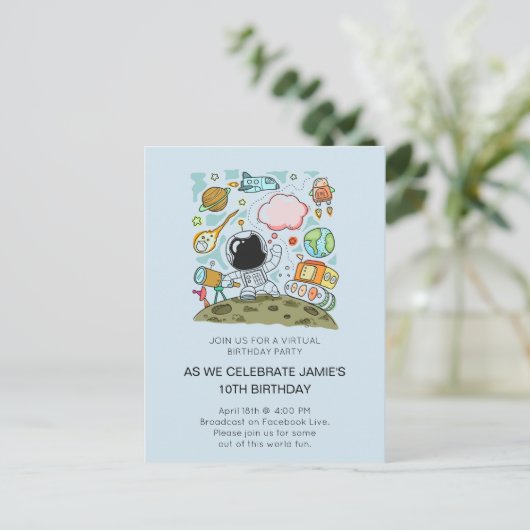 Virtuele online uitnodiging voor verjaardagsfeest (Staand voorkant)