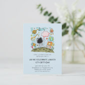 Virtuele online uitnodiging voor verjaardagsfeest briefkaart (Staand voorkant)