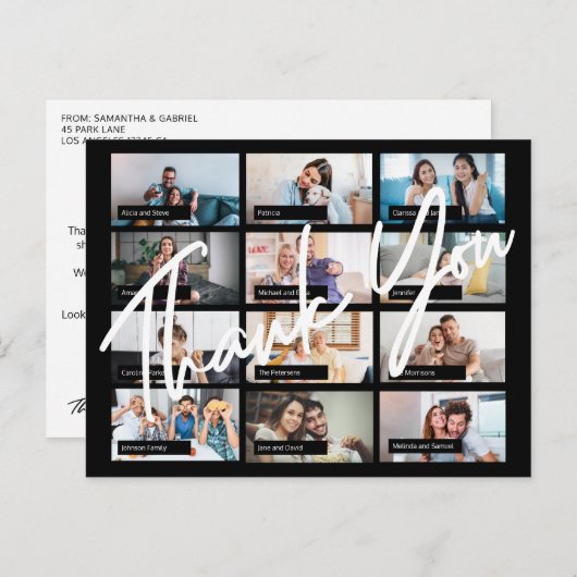 Virtuele online verjaardag custom 12 foto bedankt briefkaart (Voorkant / Achterkant)