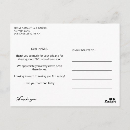 Virtuele online verjaardag custom 12 foto bedankt briefkaart (Achterkant)