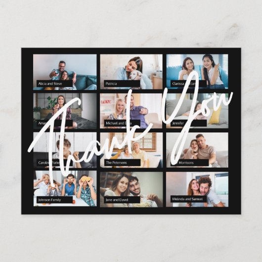 Virtuele online verjaardag custom 12 foto bedankt briefkaart (Voorkant)