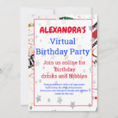 Virtuele online videoband Zilver Stars Birthday Kaart (Voorkant)