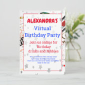 Virtuele online videoband Zilver Stars Birthday Kaart (Staand voorkant)