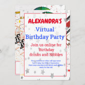 Virtuele online videoband Zilver Stars Birthday Kaart (Voorkant / Achterkant)
