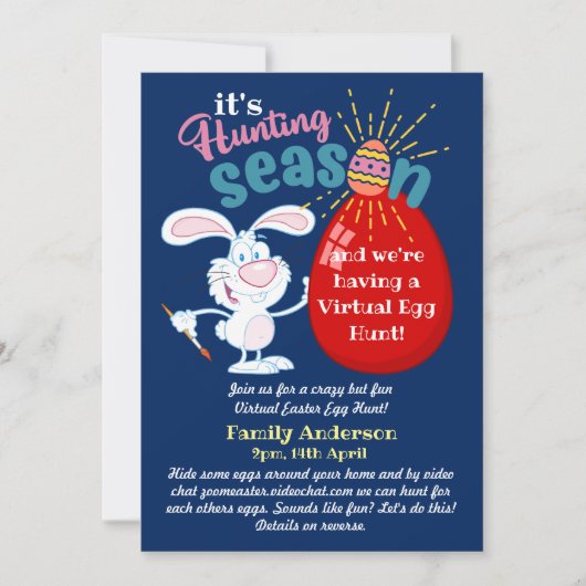 Virtuele paaseierenjacht! Uitnodigingen voor video (Voorkant)