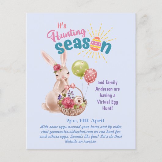 Virtuele paaseierenjacht! Uitnodigingen voor video (Voorkant)