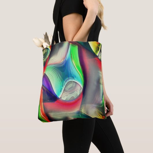 Virtuele psychedelische metaalpantsering tote bag (Dichtbij)