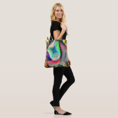 Virtuele psychedelische metaalpantsering tote bag (Op model)