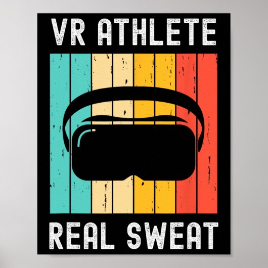 Virtuele Realiteit Atleet Geek Gamer Retro Vr Gami Poster (Voorkant)