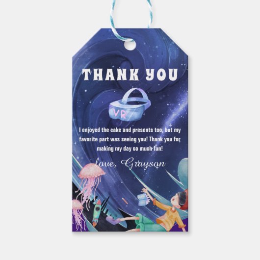 Virtuele Realiteit Verjaardag Bedankt Favor Tag Cadeaulabel (Voorkant)