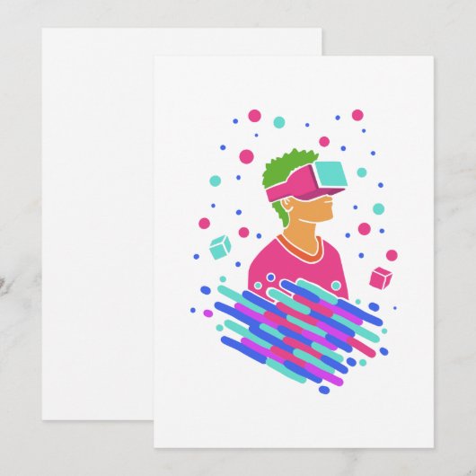 Virtuele Reality-dampgolf - 80-90-s Retrostijl Feestdagenkaart (Voorkant / Achterkant)