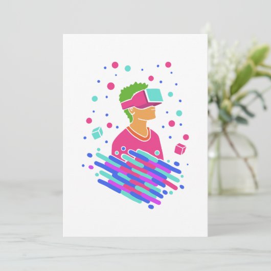 Virtuele Reality-dampgolf - 80-90-s Retrostijl Feestdagenkaart (Staand voorkant)