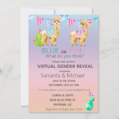 Virtuele roze blauwe lama Waterverf Kaart (Voorkant)