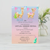 Virtuele roze blauwe lama Waterverf Kaart (Staand voorkant)