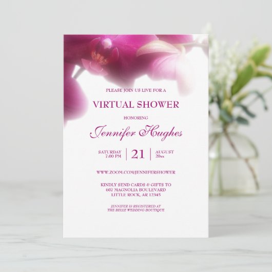 Virtuele Roze Orchideeën Shower Kaart (Staand voorkant)