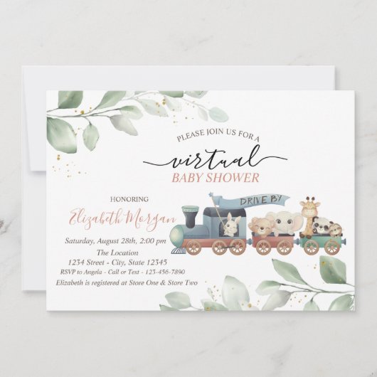 Virtuele schijf van dieren trainen op Baby shower Kaart (Voorkant)