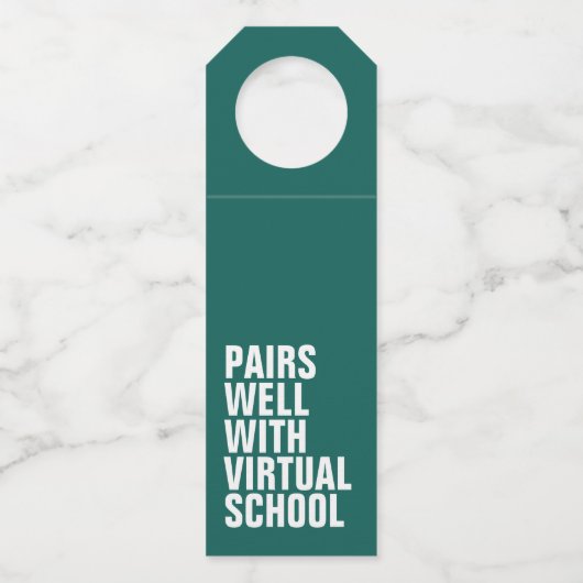 Virtuele school grappig leren op afstand flessenhanger (Voorkant)