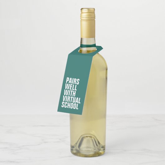 Virtuele school grappig leren op afstand flessenhanger (Schuin)