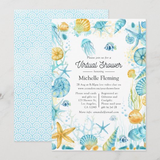 Virtuele Shower met blauw en geel Zee Kaart (Voorkant / Achterkant)