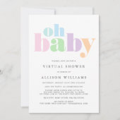 Virtuele Shower Oh Baby Pastel Modern Typografie Kaart (Voorkant)