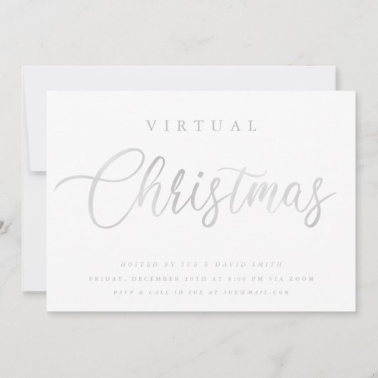 VIRTUELE Silver White Kerstmis online Kaart (Voorkant)