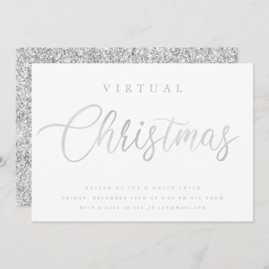 VIRTUELE Silver White Kerstmis online Kaart (Voorkant / Achterkant)