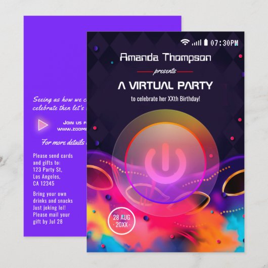 Virtuele startdag gloed kaart (Voorkant / Achterkant)