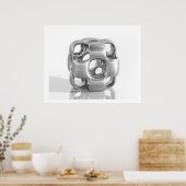 Virtuele structuur InCubed gepolijst aluminium Poster (Keuken)