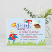 Virtuele superheld verjaardagsfeestje voor kindere kaart (Staand voorkant)