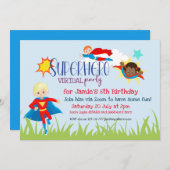 Virtuele superheld verjaardagsfeestje voor kindere kaart (Voorkant / Achterkant)