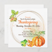 Virtuele Thanksgiving Waterverf pompoenen Kaart (Voorkant / Achterkant)