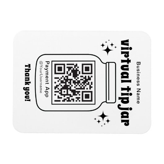 Virtuele Tip Jar met QR Code Magneet (Horizontaal)