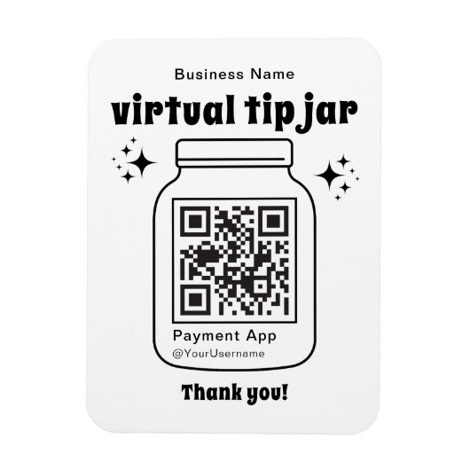 Virtuele Tip Jar met QR Code Magneet (Verticaal)