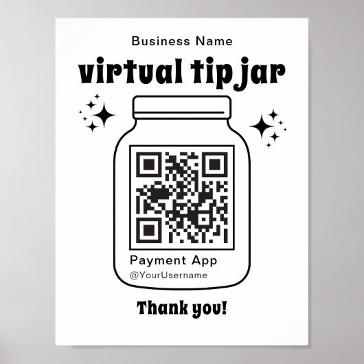 Virtuele Tip Jar met QR Code Poster (Voorkant)