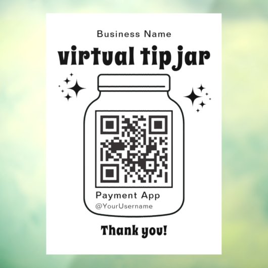Virtuele Tip Jar met QR Code Raamsticker (Vel 3)
