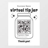 Virtuele Tip Jar met QR Code Raamsticker (Vel)