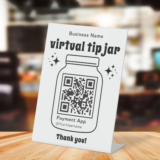 Virtuele Tip Jar met QR Code Reclamebord Met Voetstuk