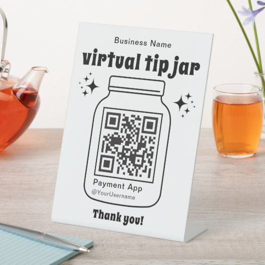 Virtuele Tip Jar met QR Code Reclamebord Met Voetstuk (Insitu)