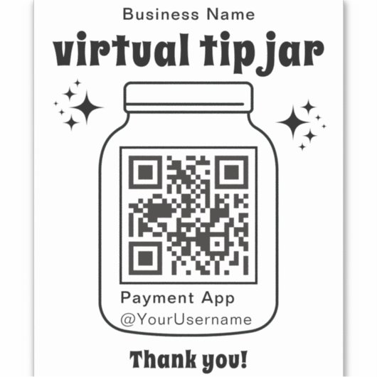 Virtuele Tip Jar met QR Code Sticker (Voorkant)