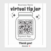 Virtuele Tip Jar met QR Code Sticker (Vel)