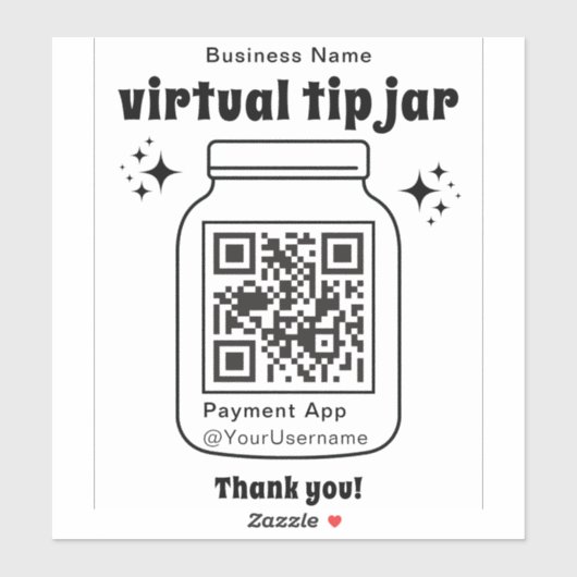 Virtuele Tip Jar met QR Code Sticker (Vel)
