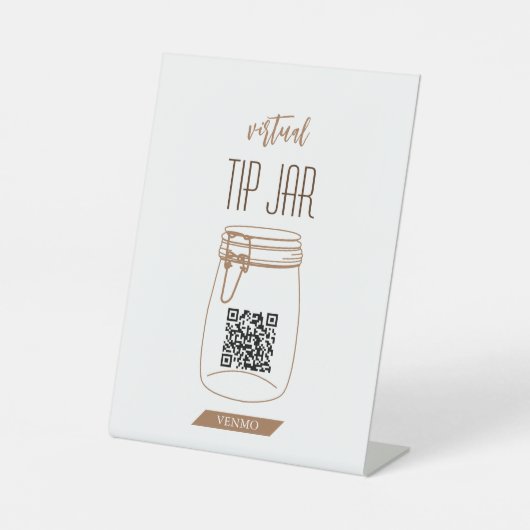 Virtuele tip Jar QR Code Pedestal Sign Reclamebord Met Voetstuk (Voorkant)