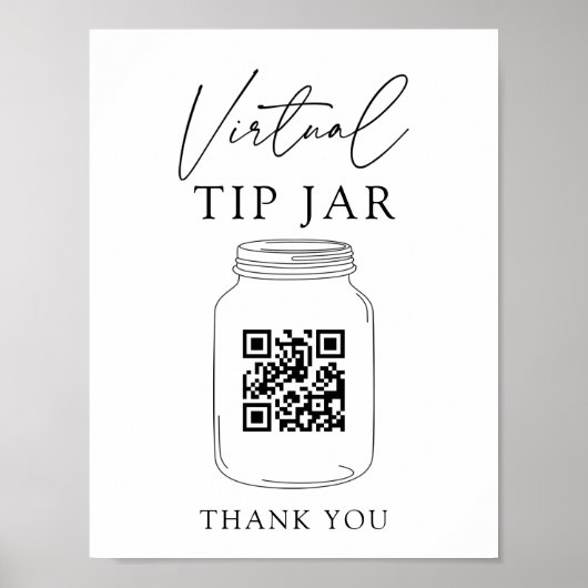 Virtuele tip Jar QR-code Tip je barstje Poster (Voorkant)