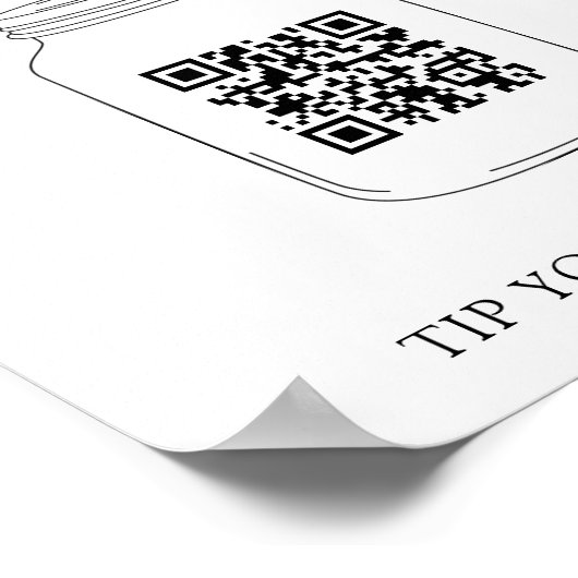 Virtuele tip Jar QR-code Tip je barstje Poster (Hoek)