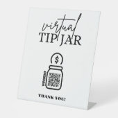 Virtuele tip Jar QR-code Tip Uw Bartender Reclamebord Met Voetstuk (Voorkant)