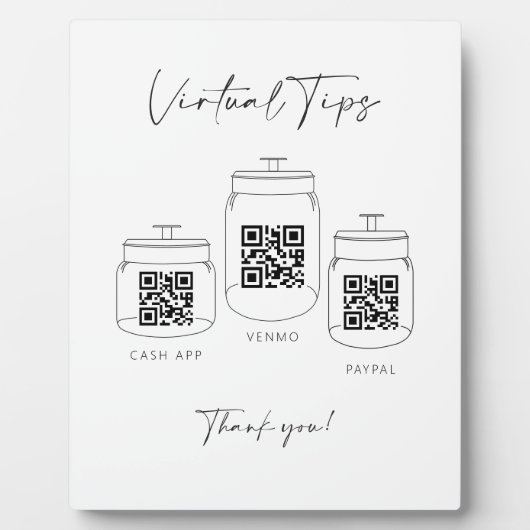 Virtuele Tip Jar Scan QR Code Cash App Betaling Fotoplaat (Voorkant)